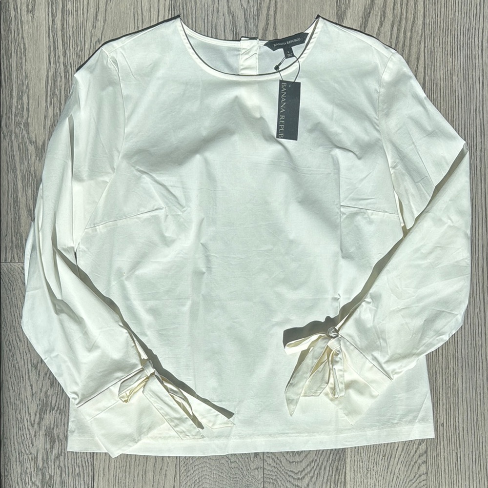 Ivory Long Sleeve Blouse with Bow Ties